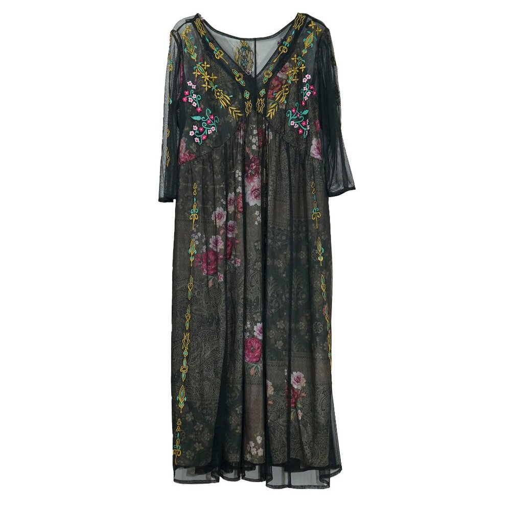 eshakti Black Floral Sheer V-Neck Maxi Dress - Picture 2 of 15